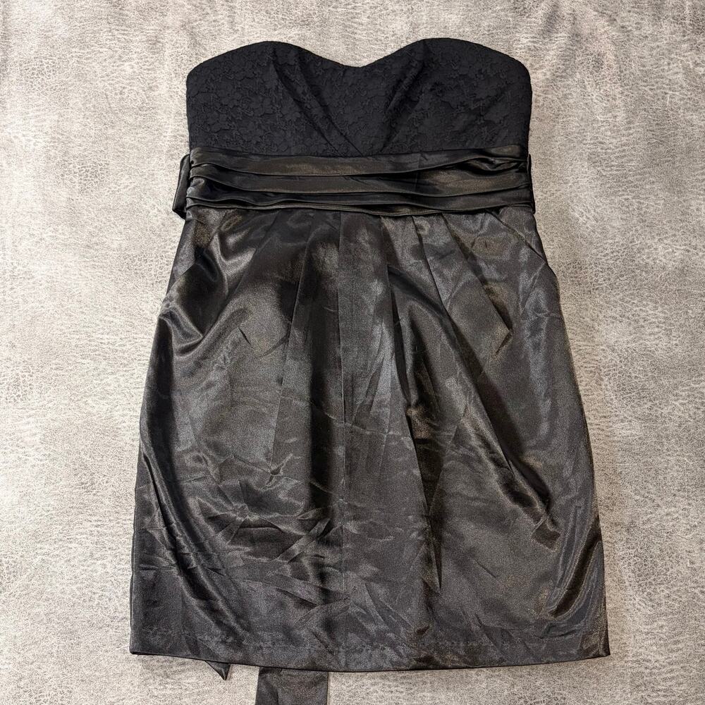 Y2k Satin Black Wrap Strapless Mini Dress